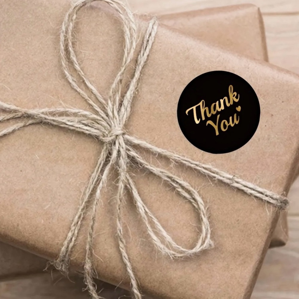 Elegant Black and Gold Thank You Stickers 500pc NWT
